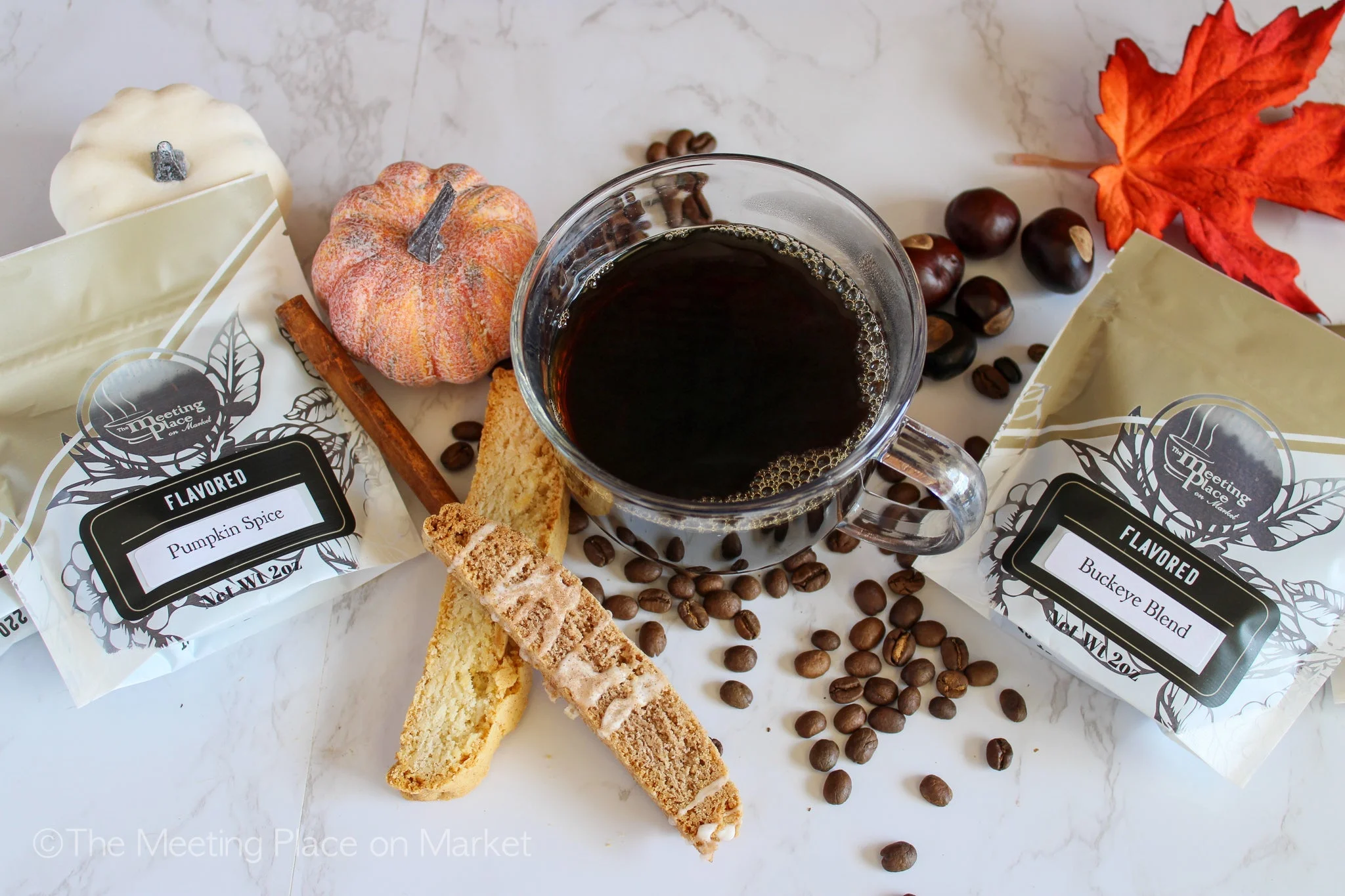 Christmas Coffee Break Gift Box - Biscotti, Granola, and Coffee in a Gift Box with Ribbon