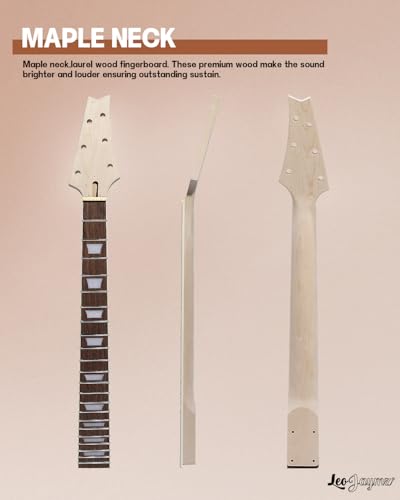 Leo Jaymz DIY Single Cut Electric Guitar Kits with Mahogany Body and Neck - Rosewood Fingerboard and All Components Included (LP Hollow)