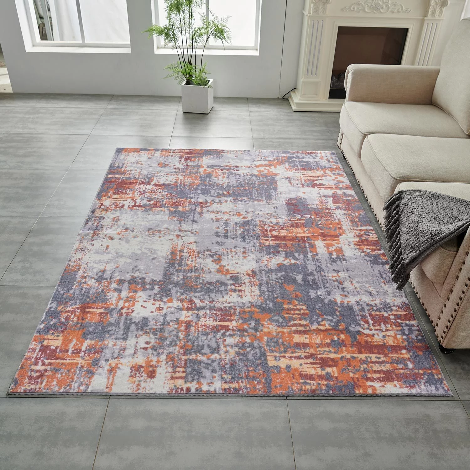 Zara Abstract Design Area Rug - 5.0 - Luxurious Comfort & Stain-Resistant Style