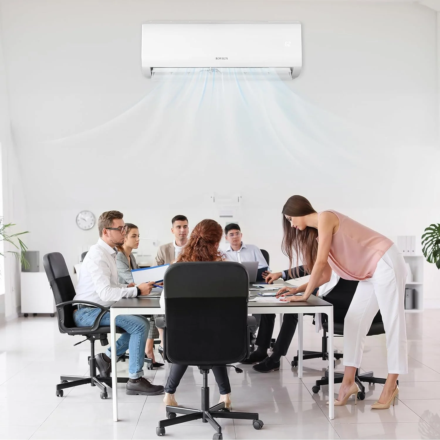 ROVSUN 3 Zone 9000 + 9000 + 9000 BTU WIFI Mini Split AC/Heating System, 19 SEER Tri Zone 27000 BTU Ductless Split Air Conditioner with Pre-Charged Condenser, Heat Pump & 25Ft Line Set, 208-230V