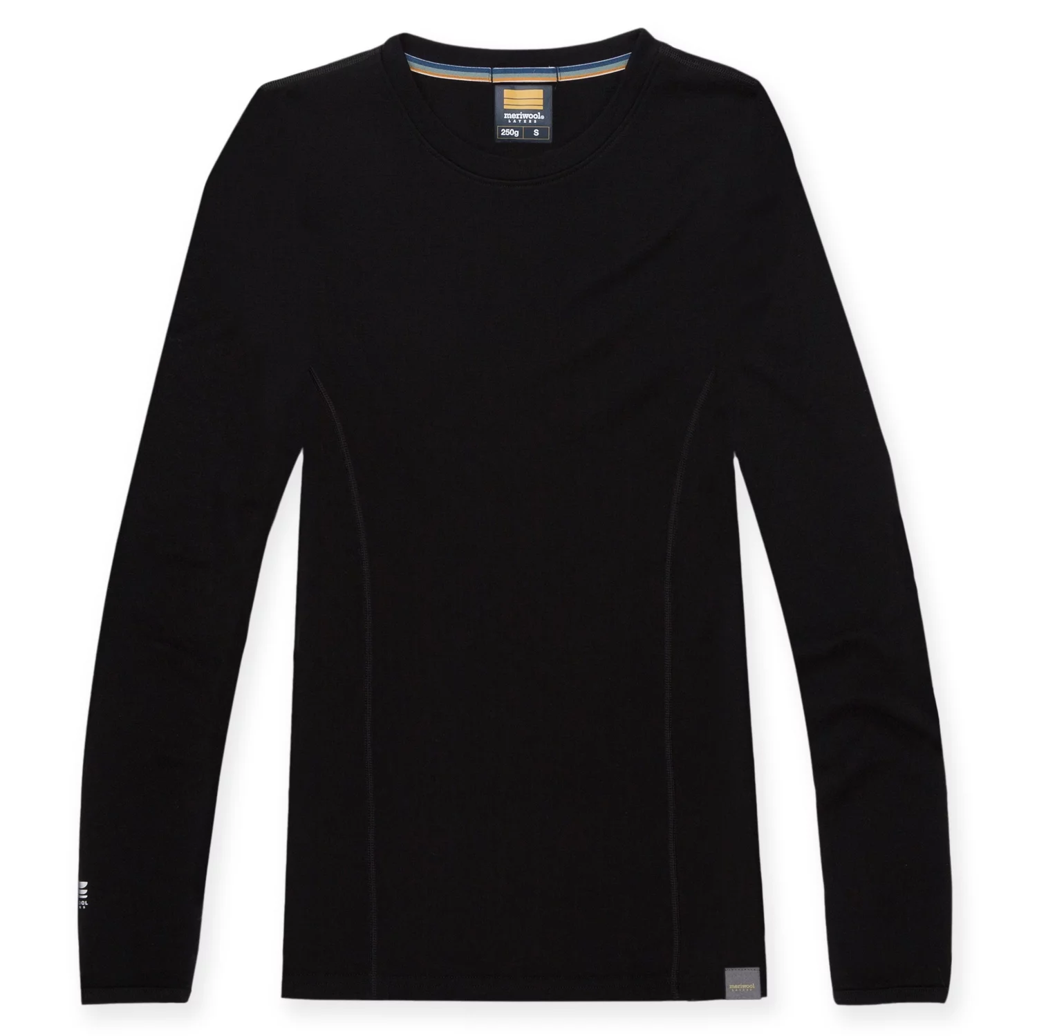 MERIWOOL Women's Merino Wool Midweight Baselayer Crew - Black - XS