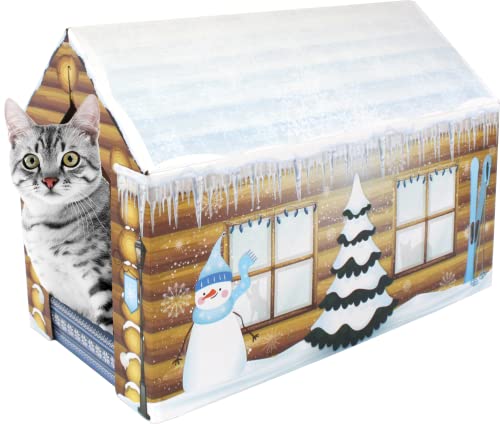 Christmas Cat House & Cat Scratcher w/Bonus Catnip Included