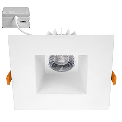 Maxxima 6” Ultra-Thin Recessed Anti-Glare LED Downlight Canless IC Rated 1200 Lumens 5 Color Temperature Select 2700K/3000K/3500K/4000K/5000K Dimmable Square Black Trim 90 CRI 5CCT Slim J-Box Included