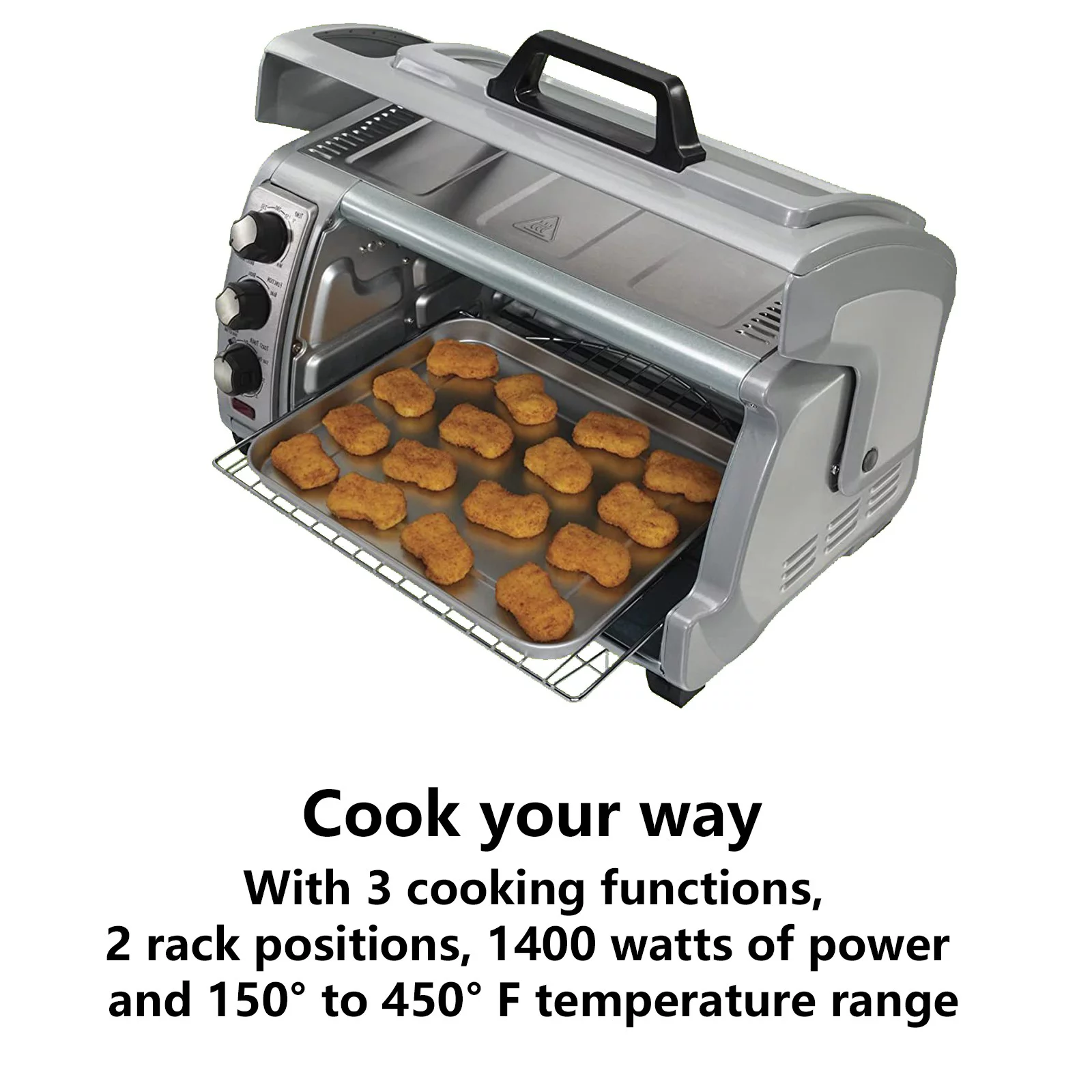 6-Slice Countertop Toaster Oven - With Roll-Top Door & Bake Pan (Silver)