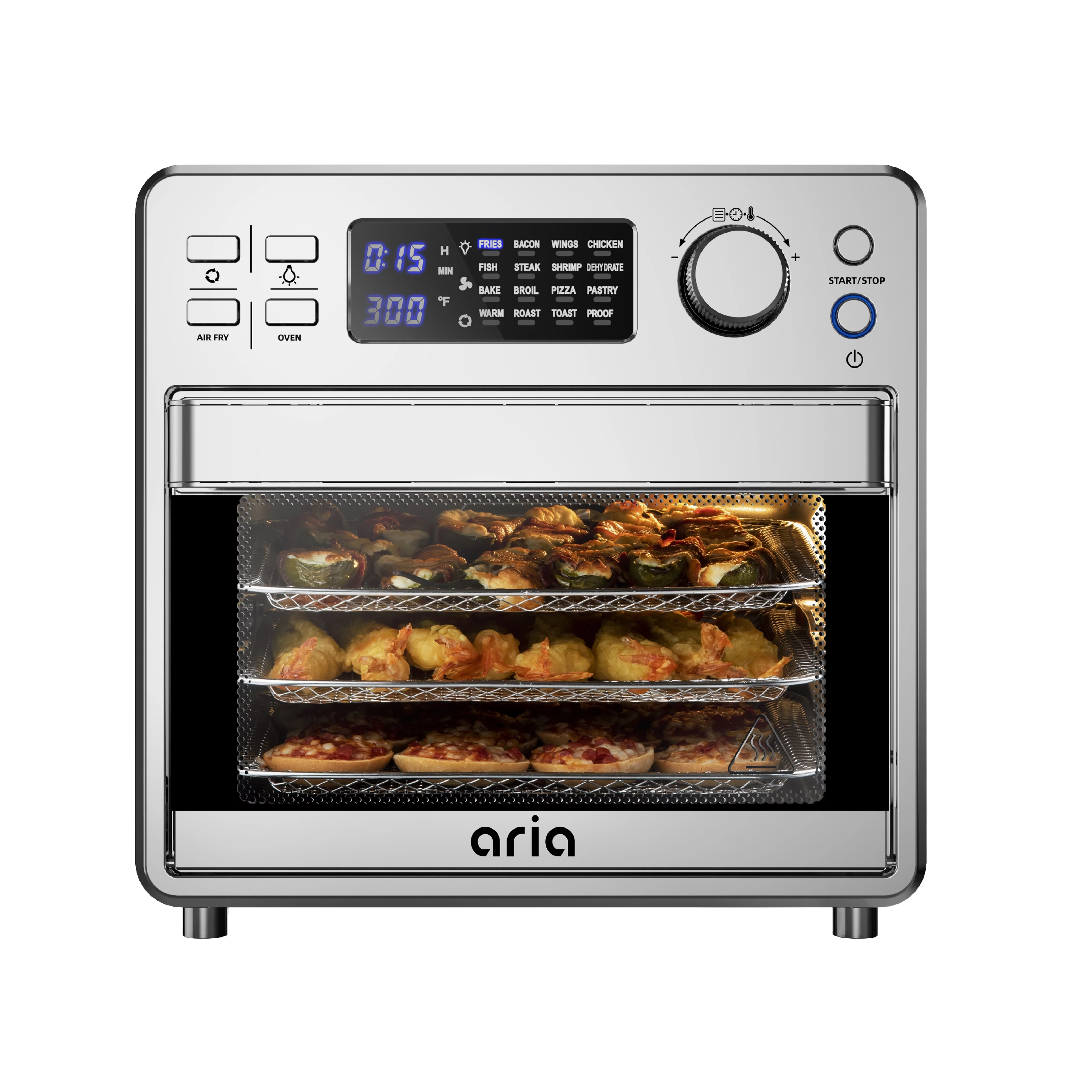 Aria Wave Mini 17QT Air Fryer & Toaster Oven with Accessories and Rotating Rotisserie Feature - Stainless Steel
