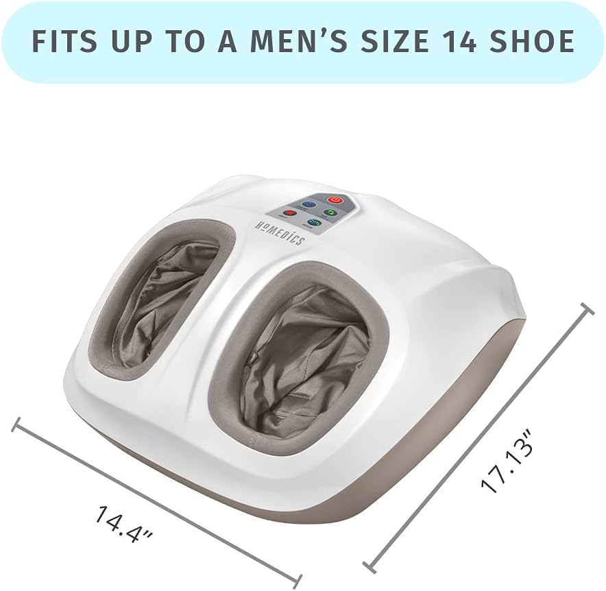 HoMedics Shiatsu Air 2.0 Foot Massager with Soothing Heat and Rhythmic Air Compression, 3 Customized Controls and Intensities, Washable Liner, At-Home Kneading Massage Relaxes Feet, 3 Speed Options