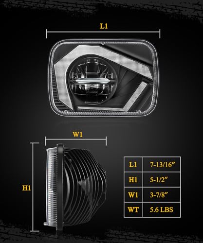Partsam 2025 H6054 LED Headlights 7x6 5x7 Headlamp Hi/Low Sealed Beam Lights [DOT] [Start & End Animation] [Anti-glare] [DRL] [Sequential Turn Signal] Compatible with Cherokee XJ Wrangler YJ D21 etc