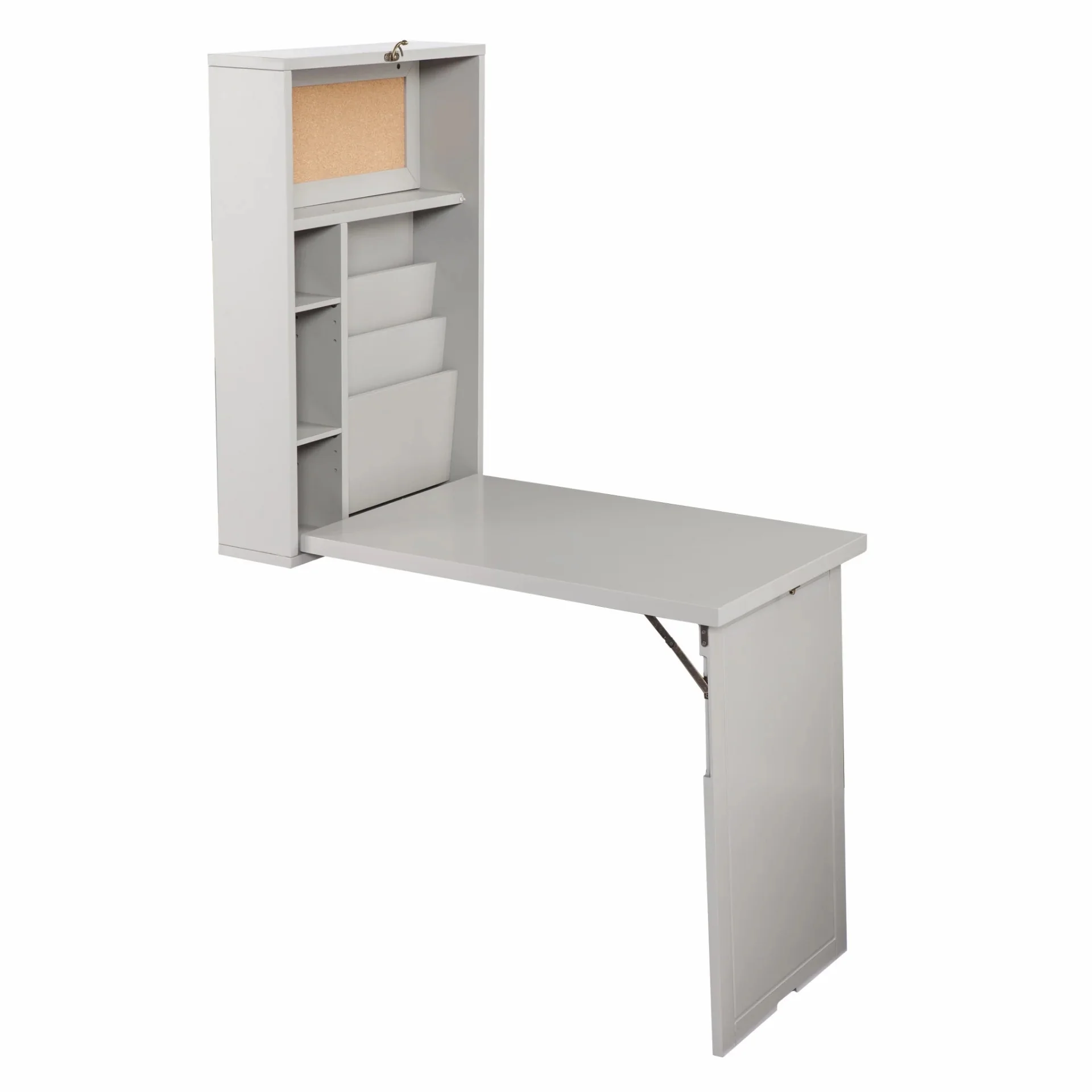 HomeRoots 402080 Gray Fold Out Convertible Wall Mount Desk