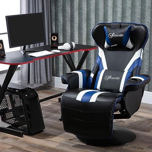 Vinsetto Gaming Chair, Racing Style Computer Recliner with Lumbar Support, Footrest and Cup Holder, Black/White/Red