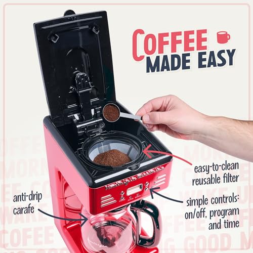 Nostalgia Retro 12-Cup Programmable Coffee Maker With LED Display, Automatic Shut-Off & Keep Warm, Pause-And-Serve Function, Aqua