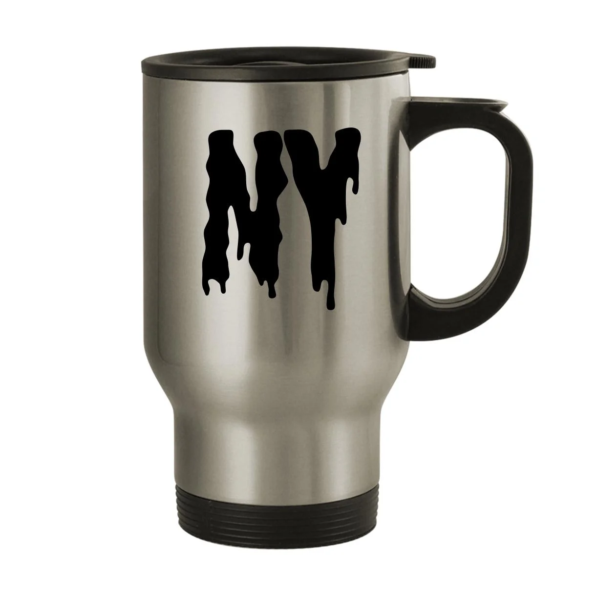 NY New York - 14oz Stainless Steel Travel Mug, Silver