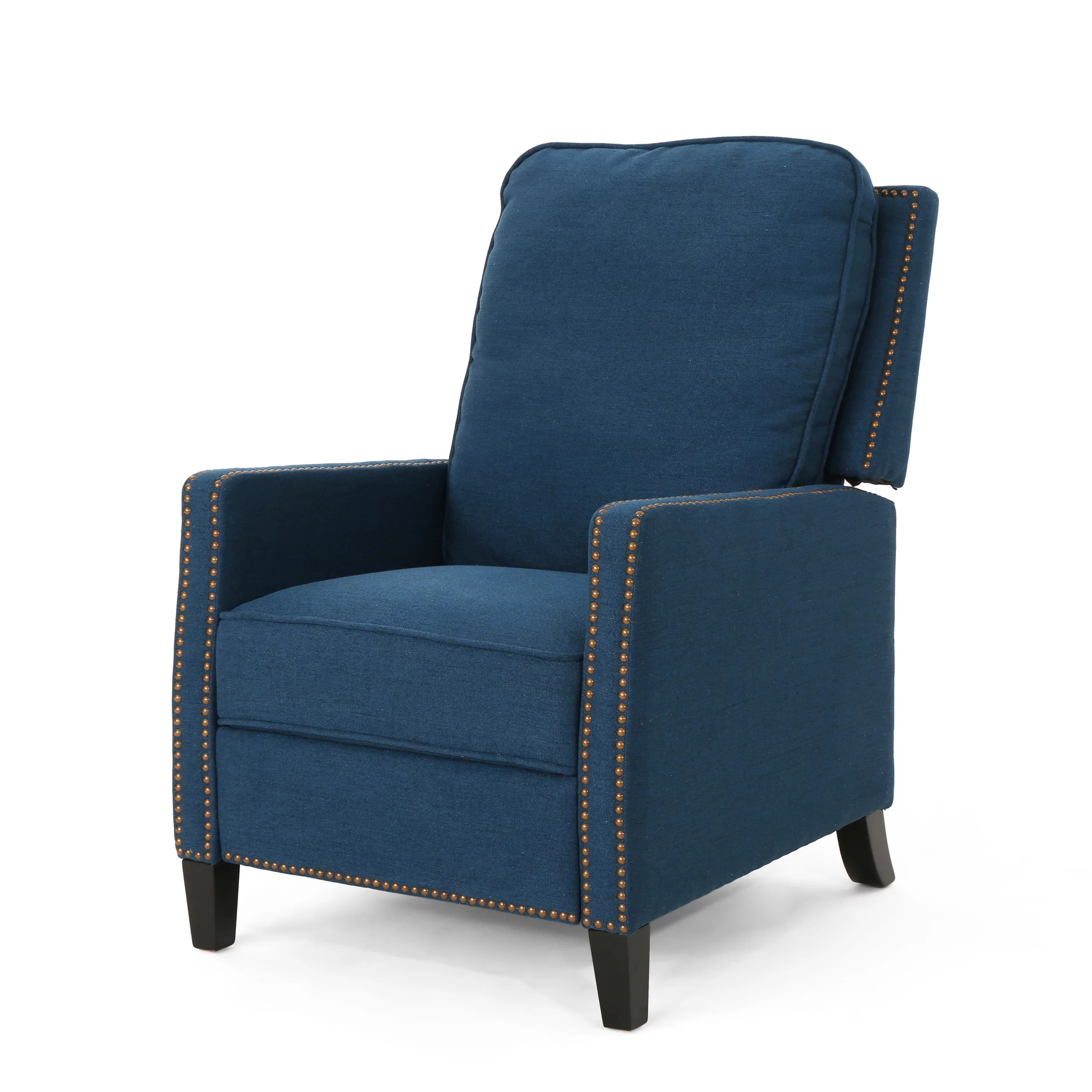 Noble House Celia Traditional Fabric Recliner, Navy Blue