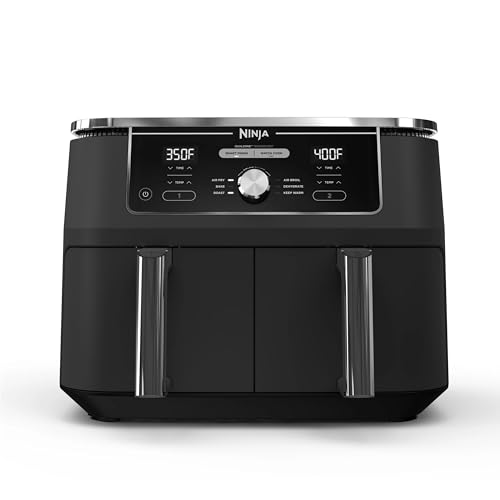 Ninja Foodi 10QT 6-in-1 DualZone Smart XL Air Fryer, 2 Independent 5QT Baskets, Smart Cook Thermometer, Match Cook, Smart Finish, Air Fry, Roast, Bake, Dehydrate, Reheat, Grey, DZ550