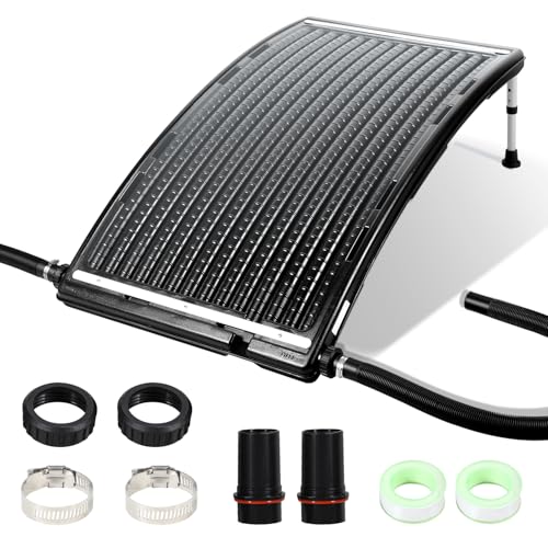 Upgraded Solar Pool Heater, Solar Pool Heater for Above Ground Pool, Thickened Panel 113x69 cm, Solar Heater for Above Ground Pool, Includes 2 Adapters, 2 Hoses & Clamps, 2 Plumbers Tapes