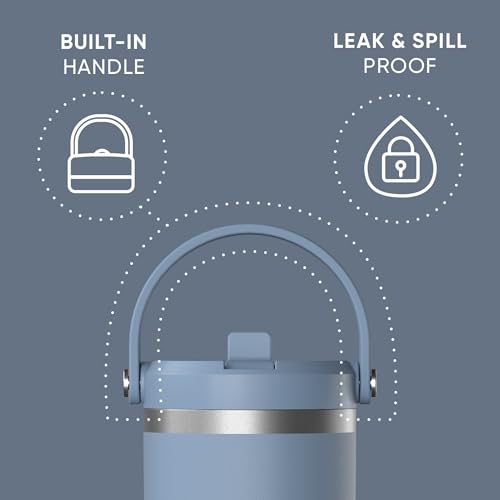 Hydrapeak Nomad 24 oz Tumbler with Handle and Straw Lid, Leakproof, Double Insulated, 24oz Cup Stainless Steel (Blush)