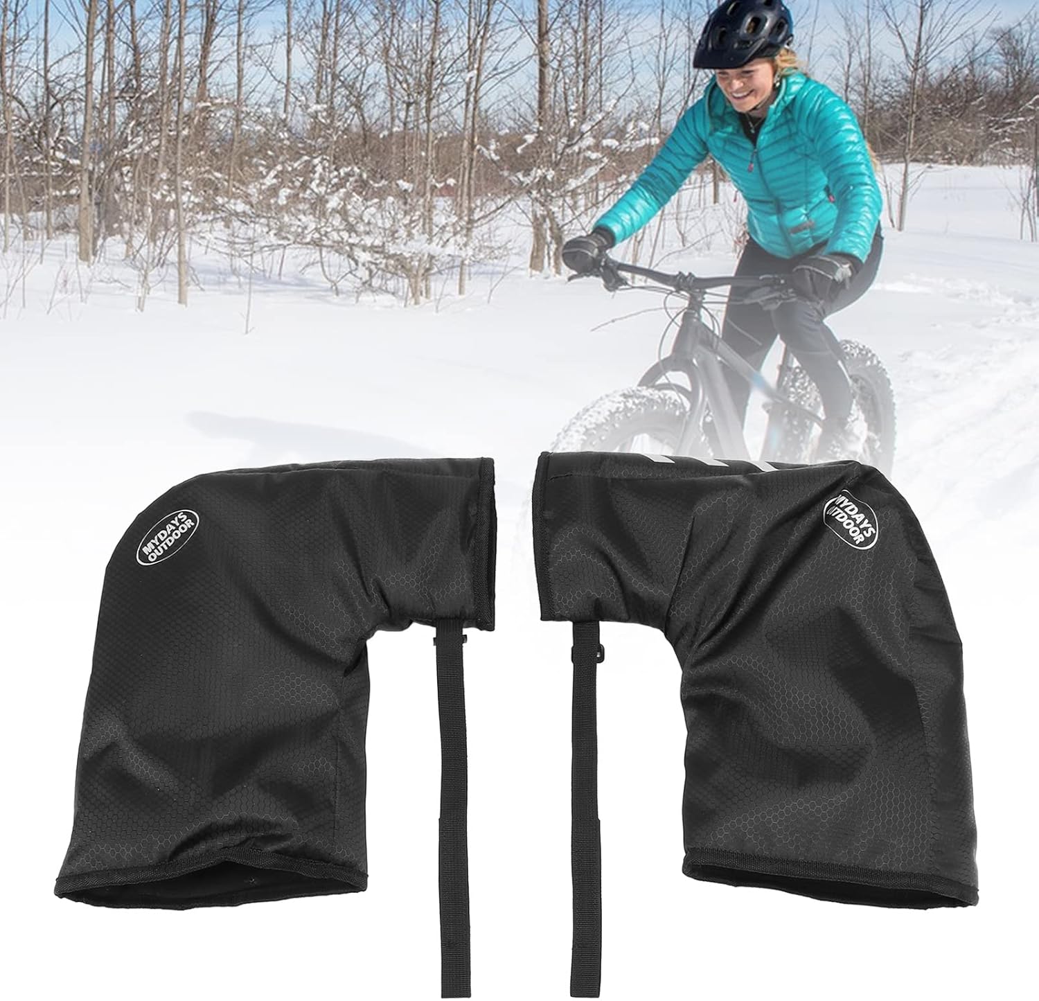 Bike Handlebar Gloves Bicycle Bar Warmer Covers Waterproof Bike Handlebar Hand Protector Bike Accessories for Winter Commuter Cycling