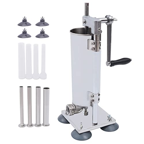 Sausage Stuffer, Stainless Steel Sausage Maker, 3L 6LBS Vertical Meat Sausage Stuffer Machine with 8 Stuffing Tubes Attachment for Professional Commercial Kitchen and Household Use