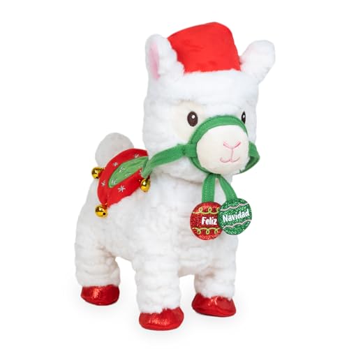 Cuddle Barn - Navidad Nico | Animated Christmas Walking Musical Plush Llama Toy Plays Feliz Navidad, 10.5 inches