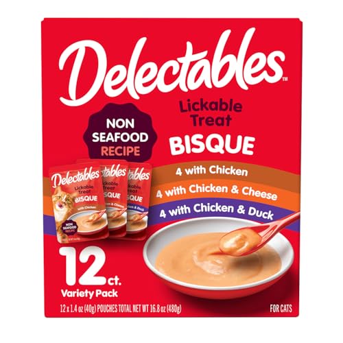 Delectables Bisque Non-Seafood Lickable Cat Treats Variety Pack, 6 Count (Pack of 6)