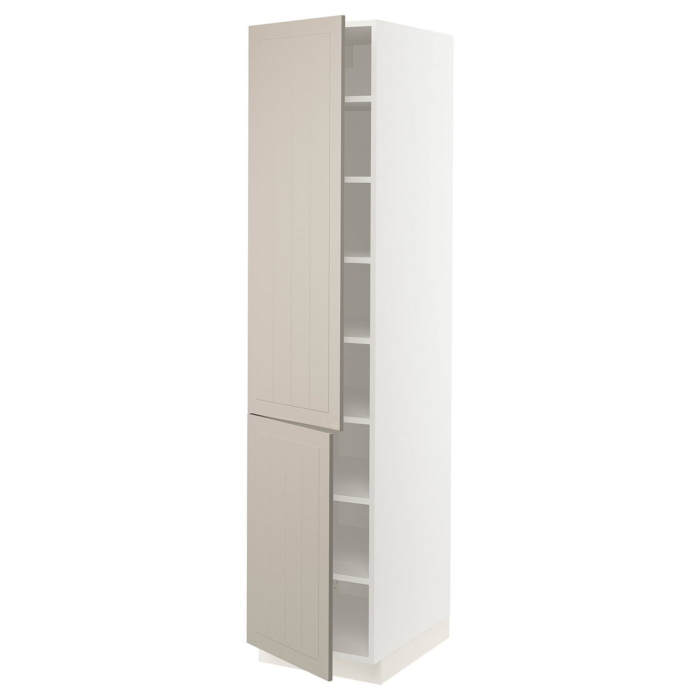 IKEA - SEKTION High Cabinet with shelves/2 Doors, white/Stensund Beige, 18x24x80 99407604