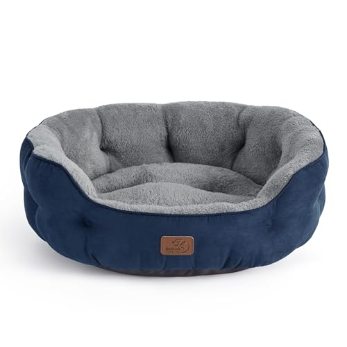 Bedsure Dog Beds for Small Dogs - Round Cat Beds for Indoor Cats, Washable Pet Bed for Puppy and Kitten with Slip-Resistant Bottom, 20 Inches, Savvy Red