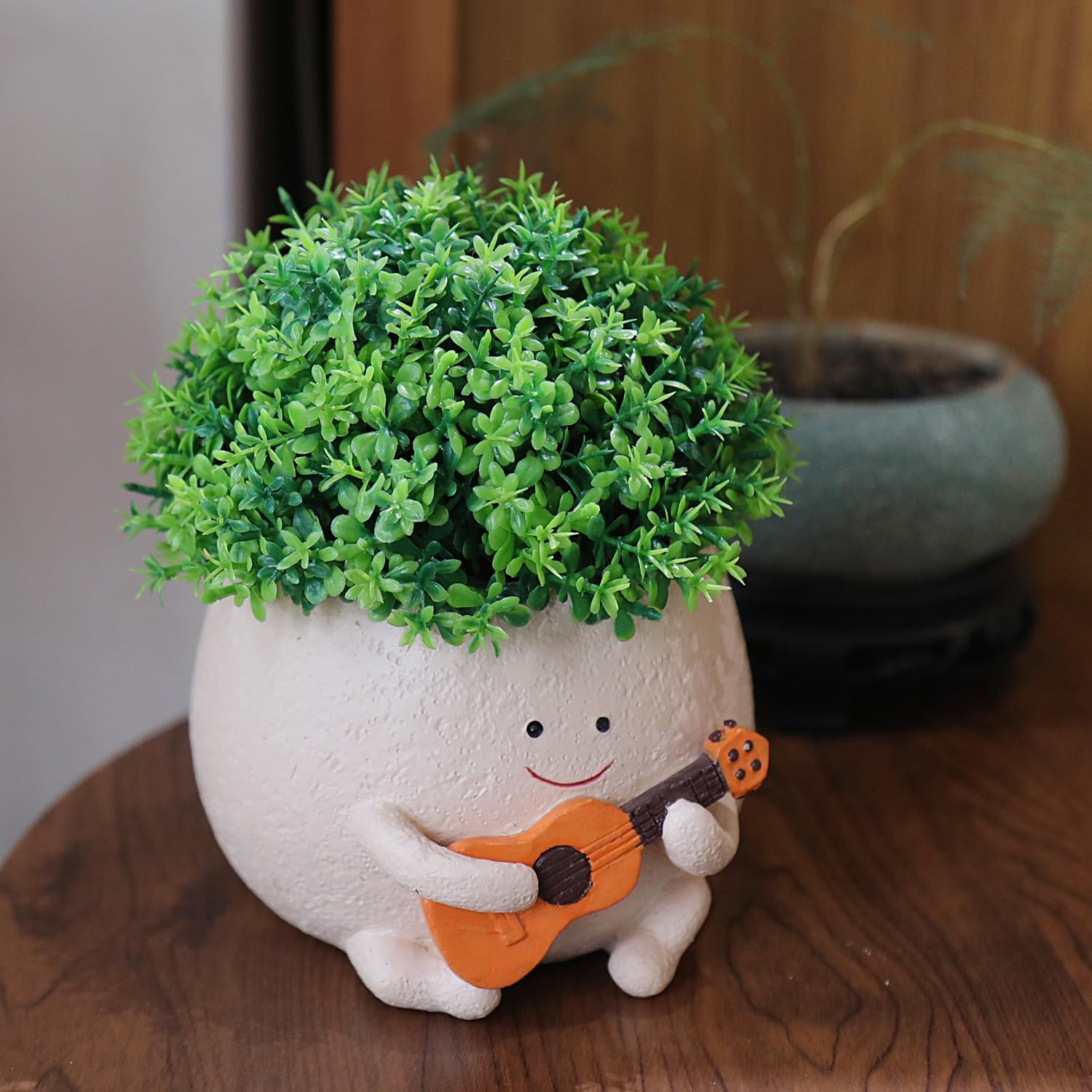 Face Planter Pots Cute Flower Planters for Indoor Outdoor Plants, Smiley Guitar Head Succulent Pots with Drainage Hole, Unique Gifts on Mother's Day, Birthday, Christmas