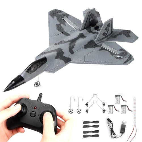 RC Plane -F22 Raptor Model Toy Airplane Glider, 2 Channels 2.4 GHz Remote Control Airplane Easy to Fly RC Jet,Kids & Beginners F22 Easy to Fly Toy for Fighter Model Glider