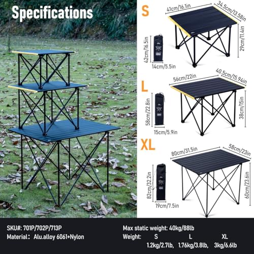 iClimb Ultralight Compact Camping Folding Table with Carry Bag (Blue - S)