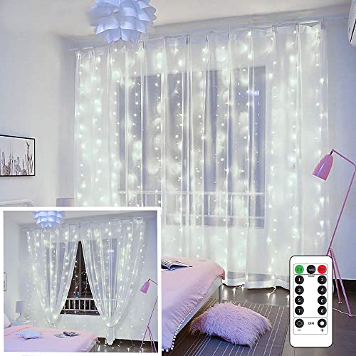 YEOLEH String Lights Curtain,USB Powered Fairy Lights for Party Bedroom Wall,8 Lighting Modes & IP64 Waterproof Ideal for Wedding Valentines Day Decor (Multi-Colored,7.9Ft x 5.9Ft)
