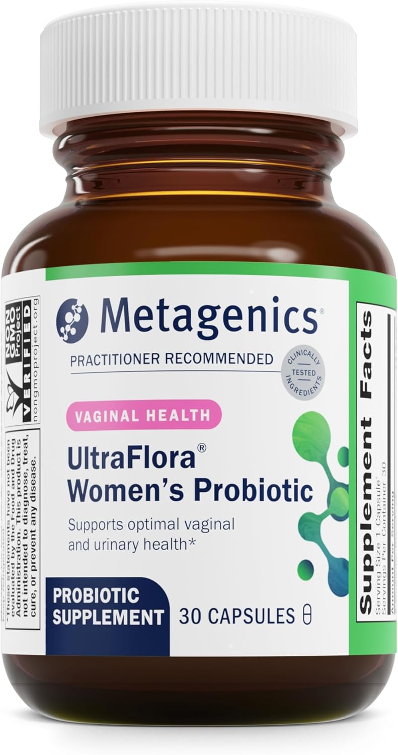 Metagenics UltraFlora Women's Probiotics for Vaginal Health - Support Microflora & Urinary Comfort - with Lactobacillus rhamnosus & Lactobacillus GR-1 reuteri RC-14 - Non-GMO - 30 Count