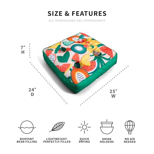 Big Joe Captain's Float No Inflation Needed Pool Lounger, Double Sided Mesh, Quick Draining Fabric