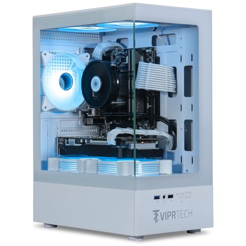 ViprTech Stryker 4.0 Liquid-Cooled PC - AMD Ryzen 7 (4.4GHz Turbo), RTX 4060 8GB, 32GB DDR4 3200, 1TB NVMe SSD, 700W PSU, WiFi BT, Win 11 Pro, RGB, Gaming Desktop Computer Prebuilt, White