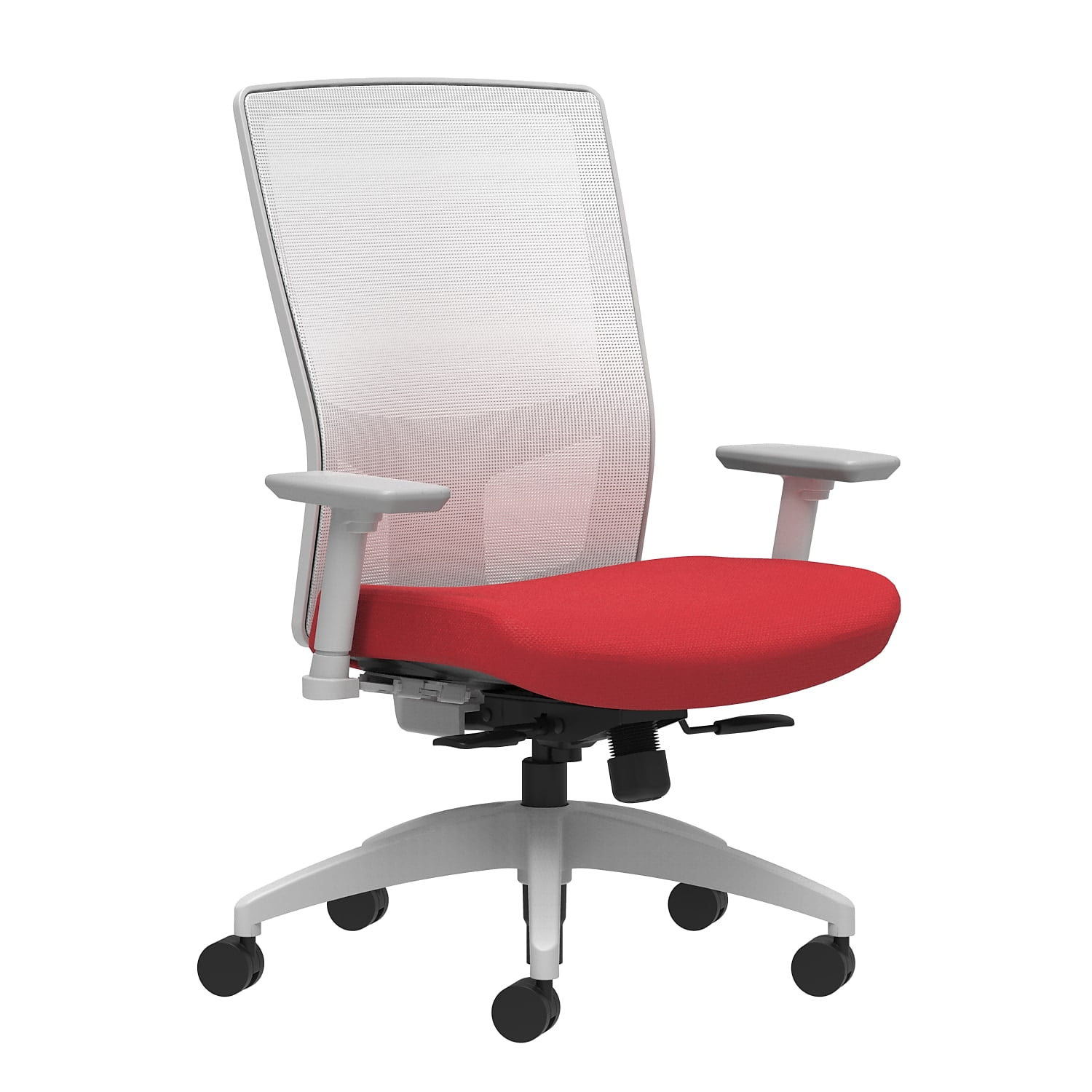 Union & Scale Workplace2.0 Fabric Task Chair Cherry Integrated Lumbar 2D Arms Synchro-Tilt with Seat