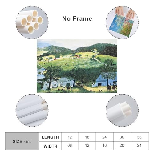 HBHULXN Artist Grandma Moses Neo Classical Art Primitivism Poster Canvas Wall Art Posters For Room Aesthetic And Decor 2 Pictures For Living Room Bedroom Decor 20x30inch(50x75cm) Unframe-style