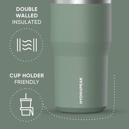 Hydrapeak Nomad 24 oz Tumbler with Handle and Straw Lid, Leakproof, Double Insulated, 24oz Cup Stainless Steel (Blush)