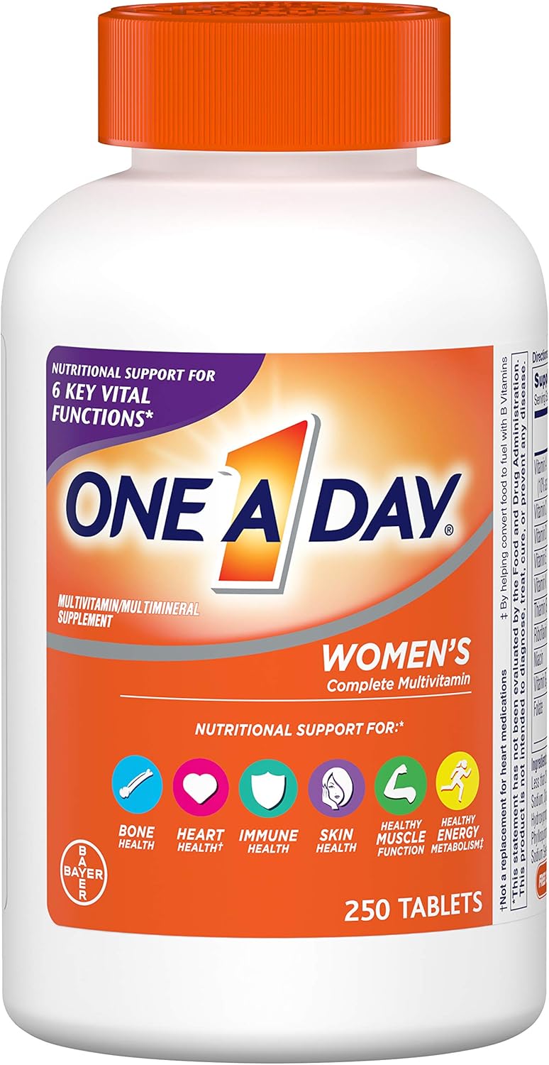 One A Day Women’s Multivitamin, Supplement with Vitamin A, Vitamin C, Vitamin D, Vitamin E and Zinc for Immune Health Support, B12, Biotin, Calcium & More, Tablet, 250 count