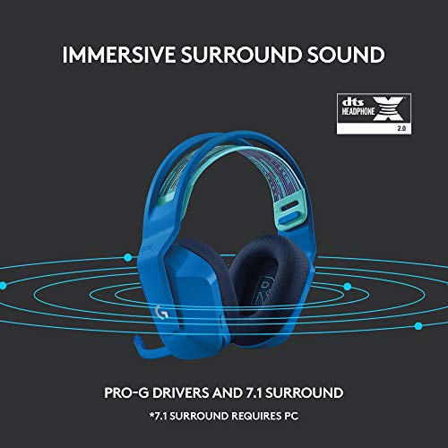 Logitech G733 Lightspeed Wireless Gaming Headset, Suspension Headband, Lightsync RGB, Blue VO!CE Mic, PRO-G Audio – Black, Gaming Headset Wireless, PC, PS5, PS4, Switch Compatible