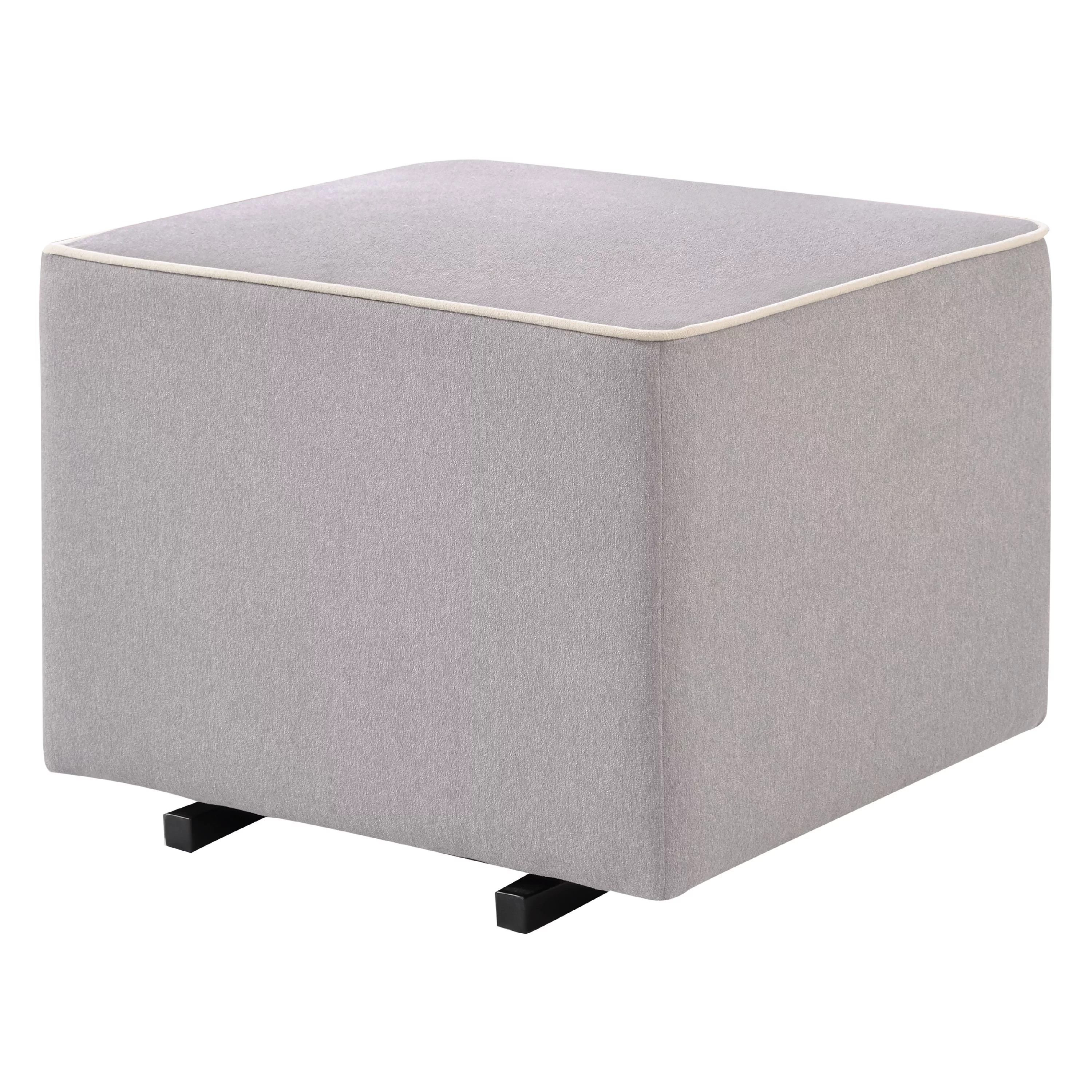 Davinci Universal Gliding Ottoman in Grey Finish with Cream Piping