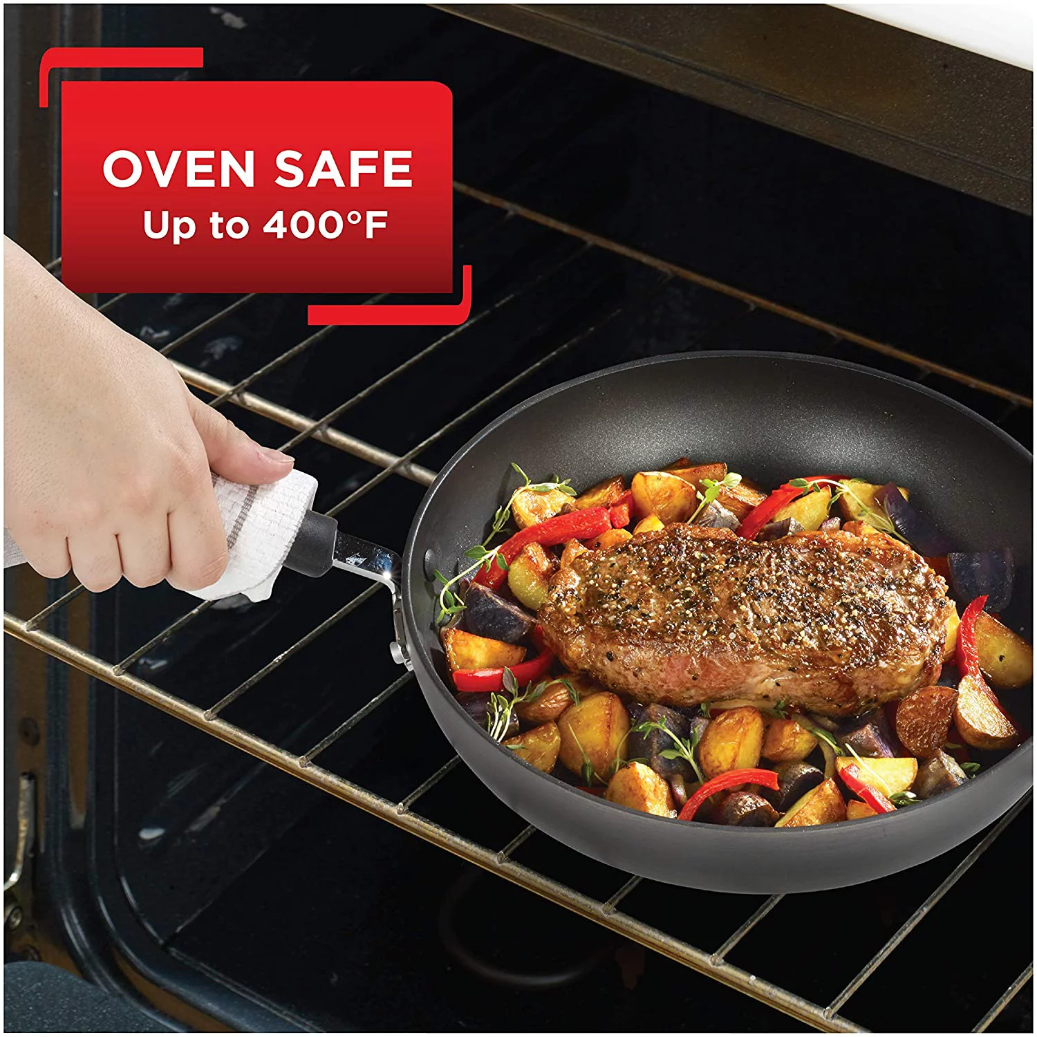 YHZCY Ultimate Hard Anodized Nonstick Cookware Set 12 Piece Pots and Pans, Dishwasher Safe Grey