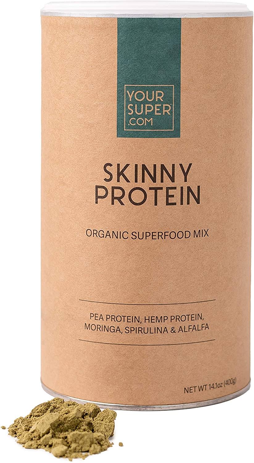 Skinny Protein Powder - Your Super - Plant Based Protein Mix | 100% Certified Organic Superfoods - Boosts Post Workout Recovery