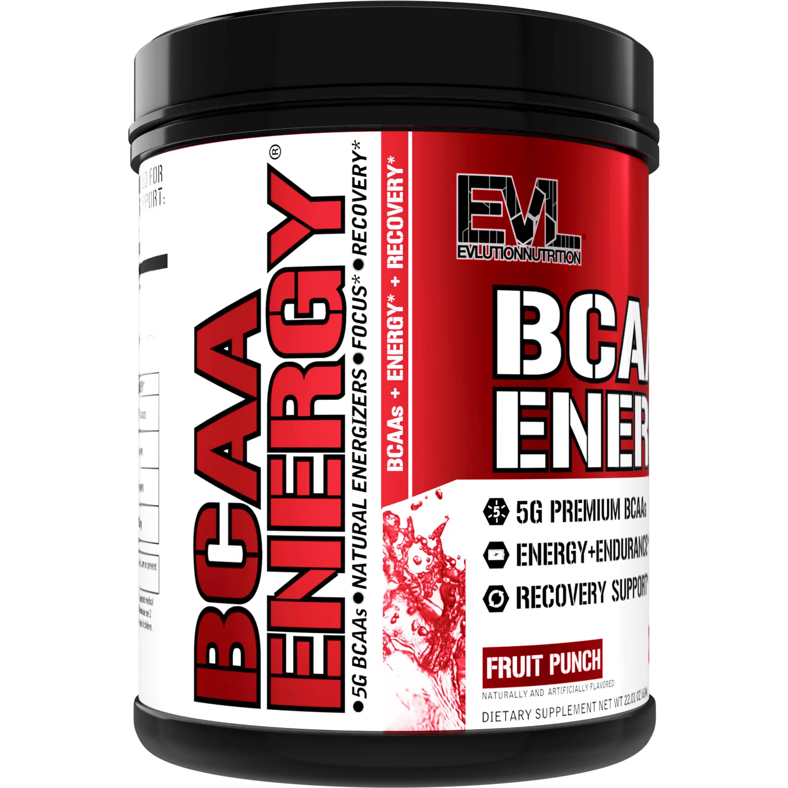 BCAA Powder - Evlution Nutrition Pre Workout BCAA Energy Powder 65 Servings - EVL BCAA Amino Acids Endurance & Muscle Recovery Drink - Fruit Punch Flavor with Vitamin B12 & Vitamin C