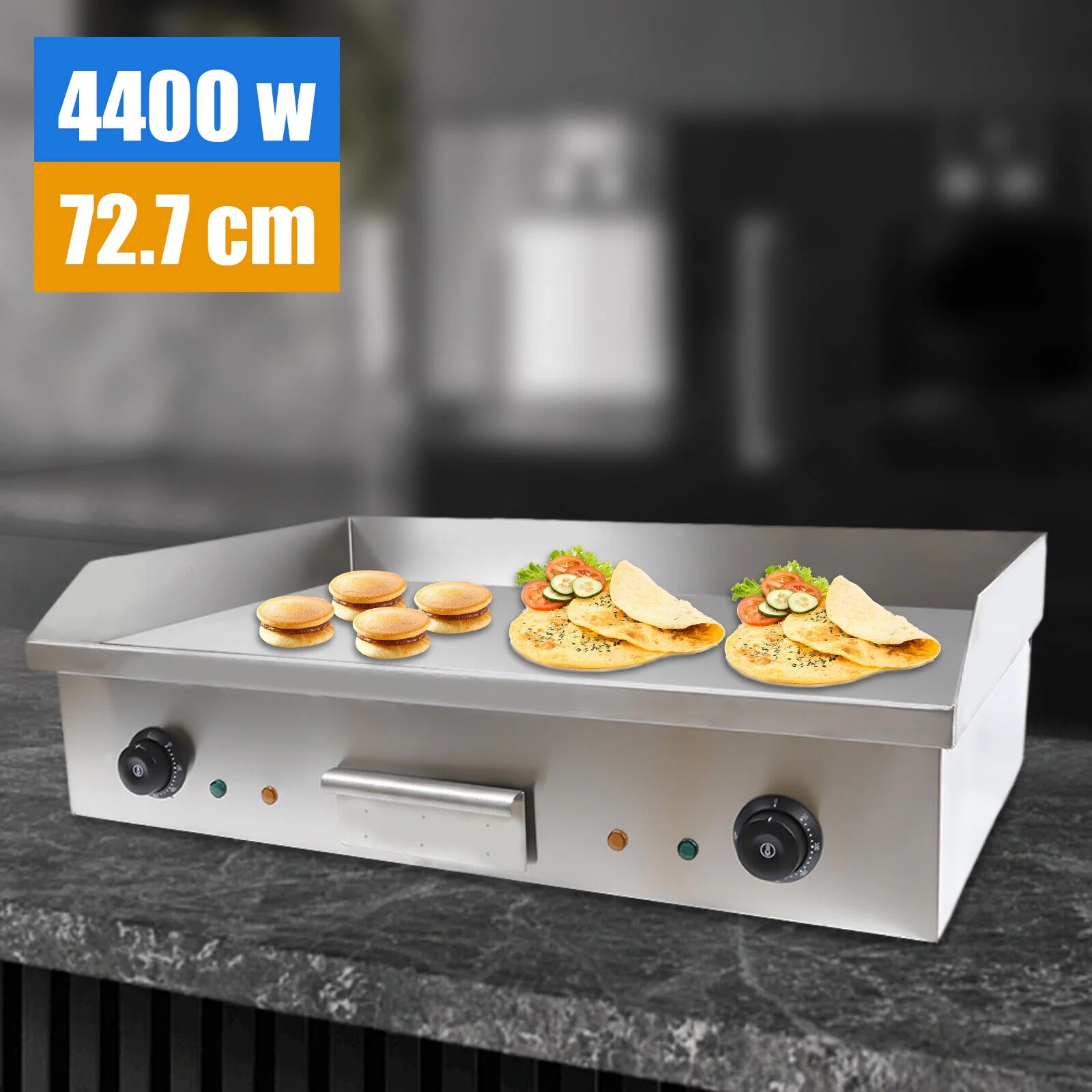 Miumaeov 29inch Commercial Electric Countertop Griddle Stainless Steel Flat Top Grill BBQ Hot Plate 50°C to 300°C Adjustable 4400W 110V