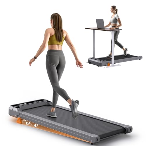 Walking Pad Treadmill with Incline - 300lbs Capacity 2.5HP Ultra-Quiet, 3-Levels Incline, Portable Under Desk Treadmill for Home Office Apartment, Mini 4.7