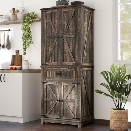 YITAHOME Farmhouse Kitchen Pantry Cabinet, 64.5