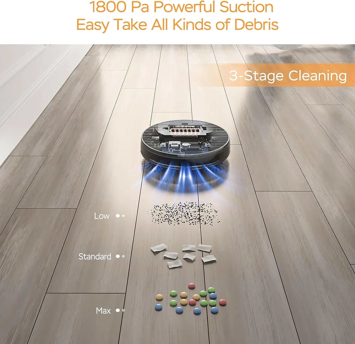 Geek Smart Robot Vacuum Cleaner G6, Super-Thin, Cleans Hard Floor to Carpet, Wi-Fi Connected APP, 2600mAh,1800 Pa Suction,