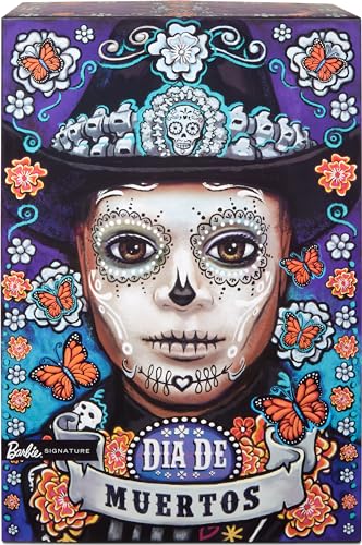 Barbie Signature Ken Fashion Doll, 2023 Dia de Muertos Collectible with Blue Jacket, Black Hat & Doll Stand