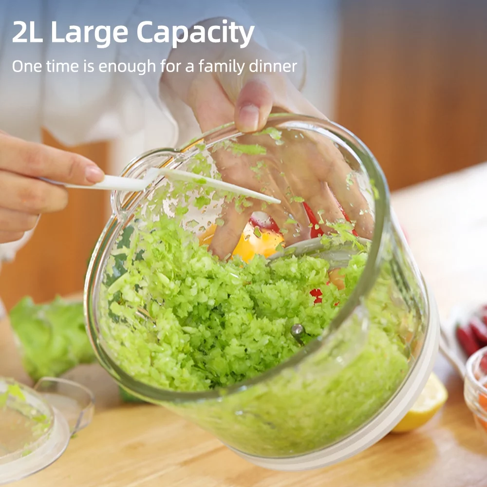 Homgeek Electric Food Grinder 8cup Large Household Capacity Stainless Steel 2 Gears 250W High Power Kitchen Cooker Blender