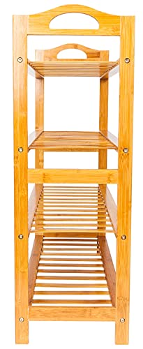 Free Standing Bamboo Shoe Rack, 4 Tier, Espresso, 100% Natural Bamboo, Sturdy, Eco-Friendly, Non-Toxic, Customizable, Easy Assembly, Holds Up to 16 Pairs of Shoes