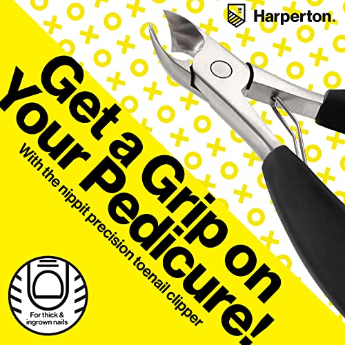 Harperton Podiatrist Toenail Clippers, Heavy-Duty Grooming Tool, Precision Nail Clipper for Thick or Ingrown Toenails, Stainless Steel, Black