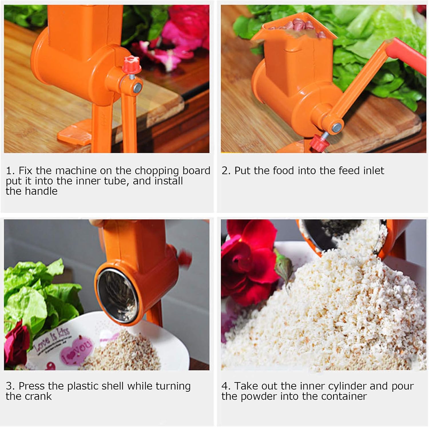 Grain Grinder, Hand Crank Mill Grinder Aluminum Alloy Manual Table Clamp Milling Machine for Home Kitchen Commercial Grinding Nuts Grain Corn Wheat Oats Spices Seeds Pepper